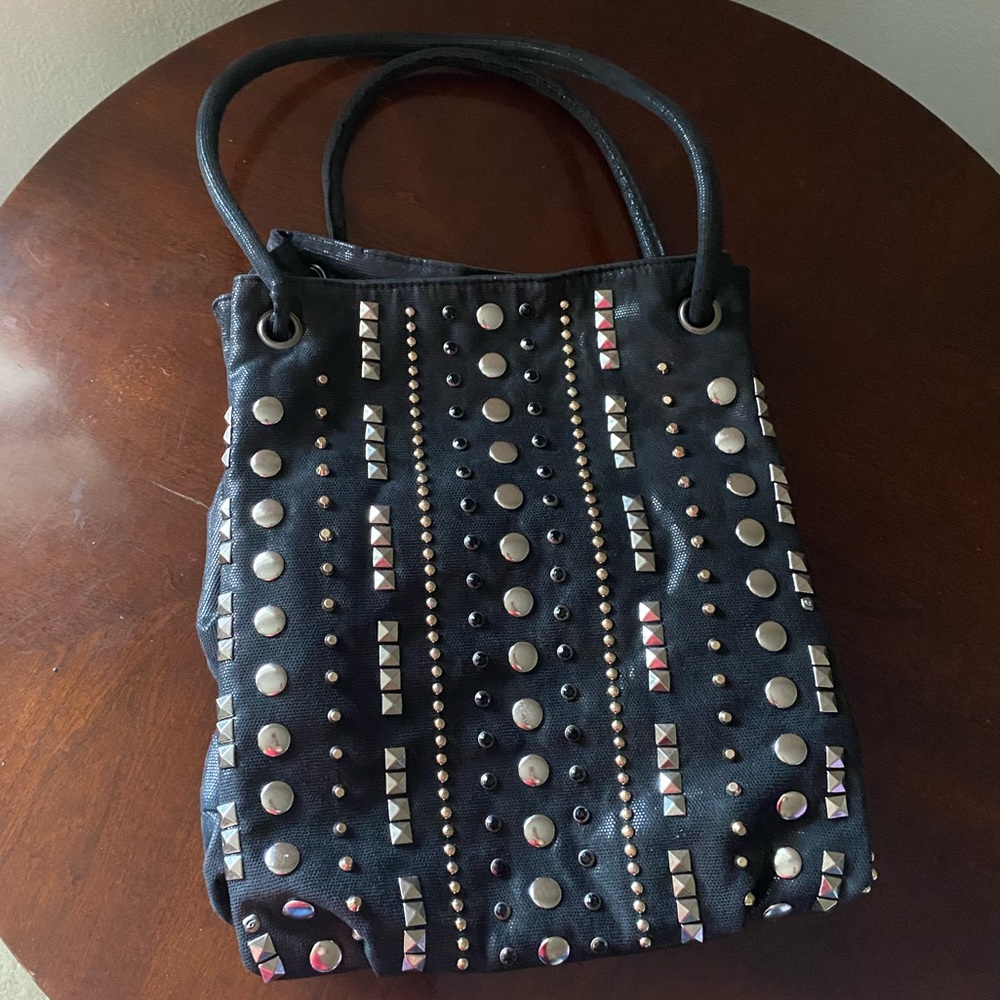 LaTique Purse BoHoBag /Rivets/Soft FauxSnake Suede